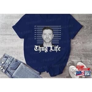 Justin Timberlake Mugshot Tshirt Thug Life Shirt Black And White Mug Tshirt
